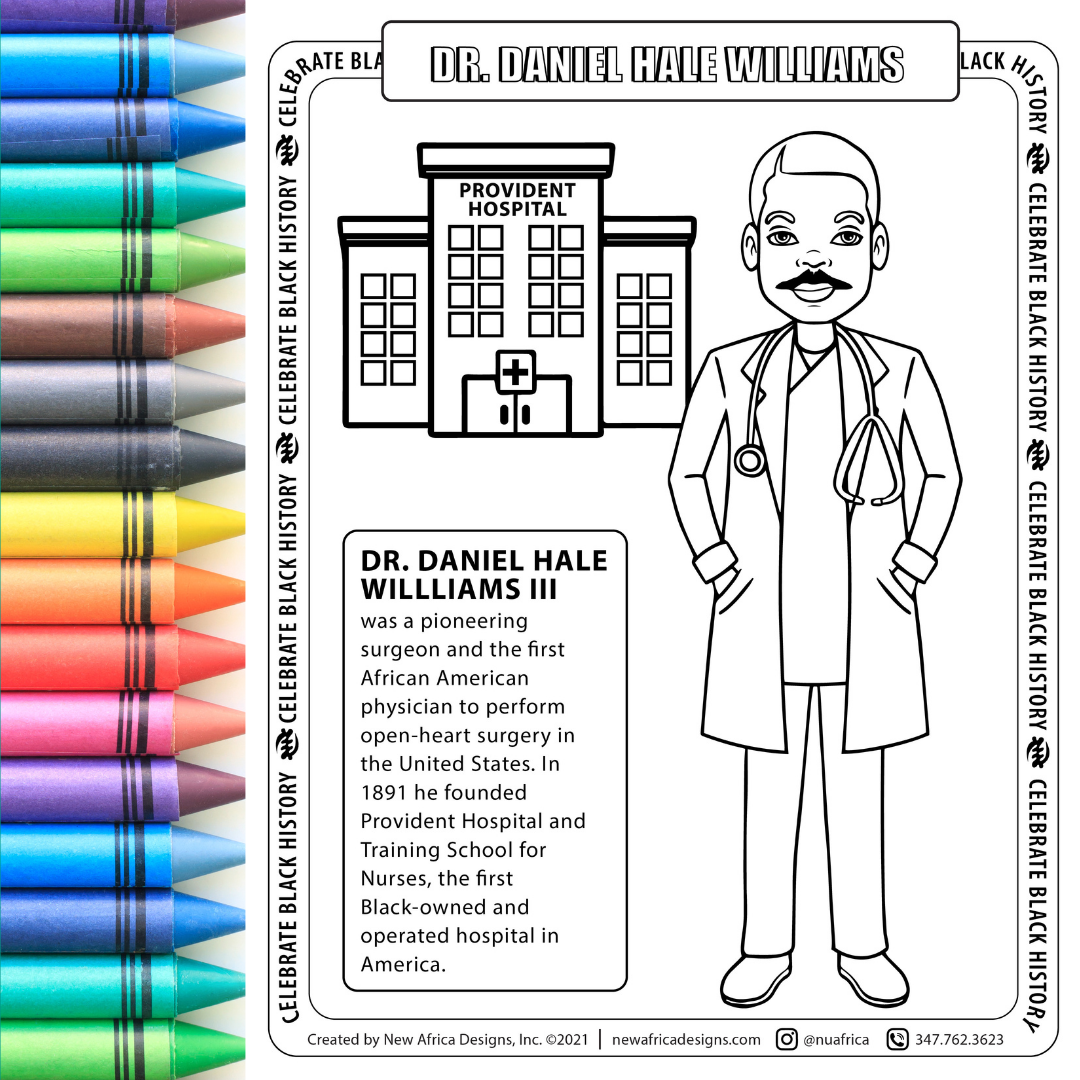 Dr. Daniel Hale Coloring Page Digital Download