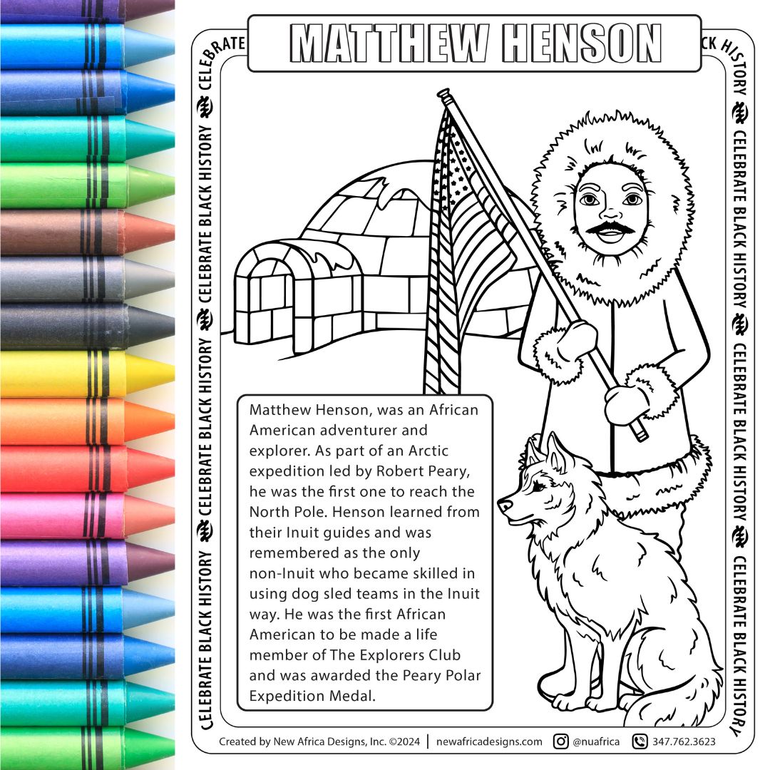 Matthew Henson Coloring Page Digital Download
