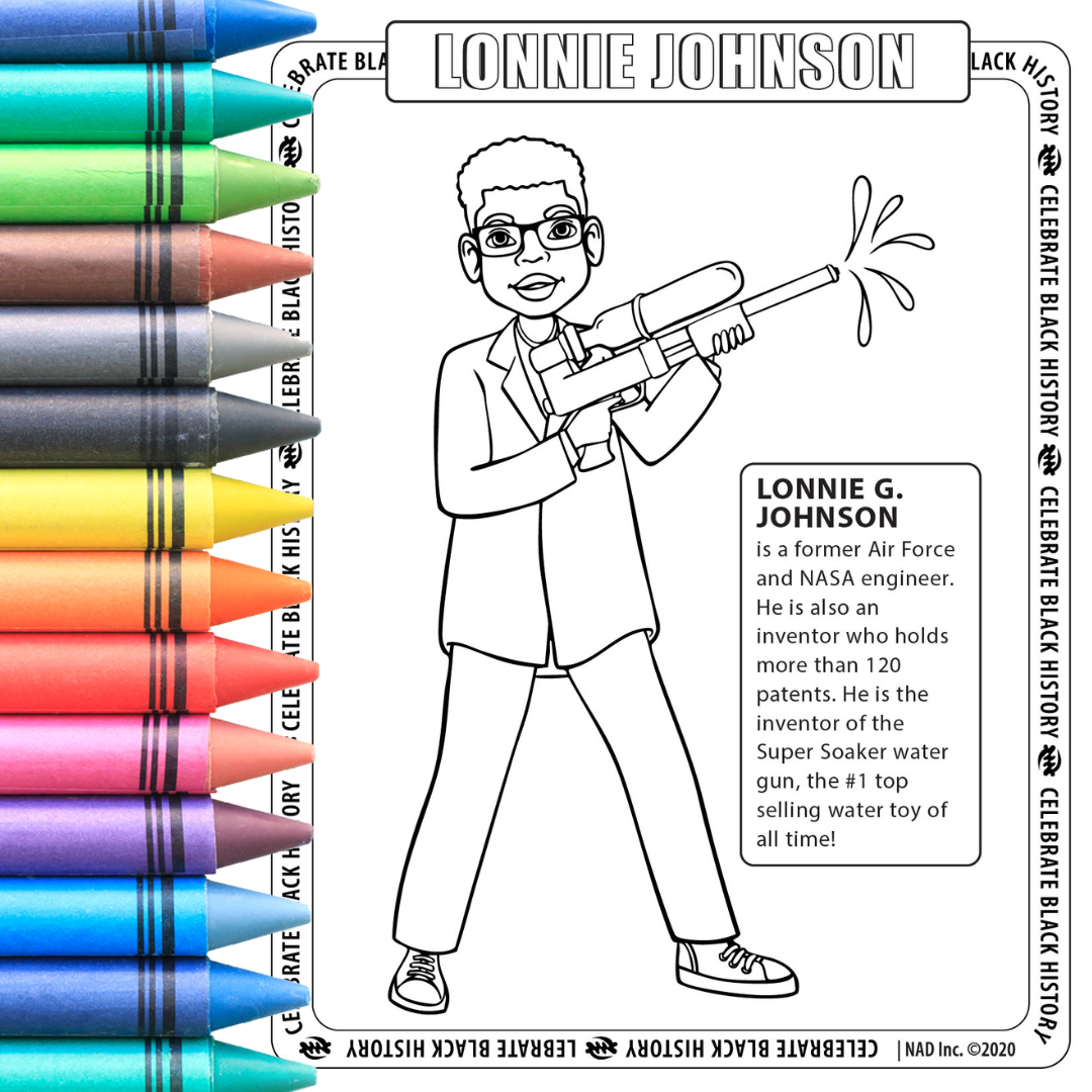 Lonnie Johnson Coloring Page Digital Download