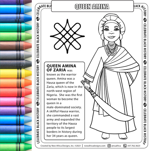 Queen Amina Coloring Page Digital Download