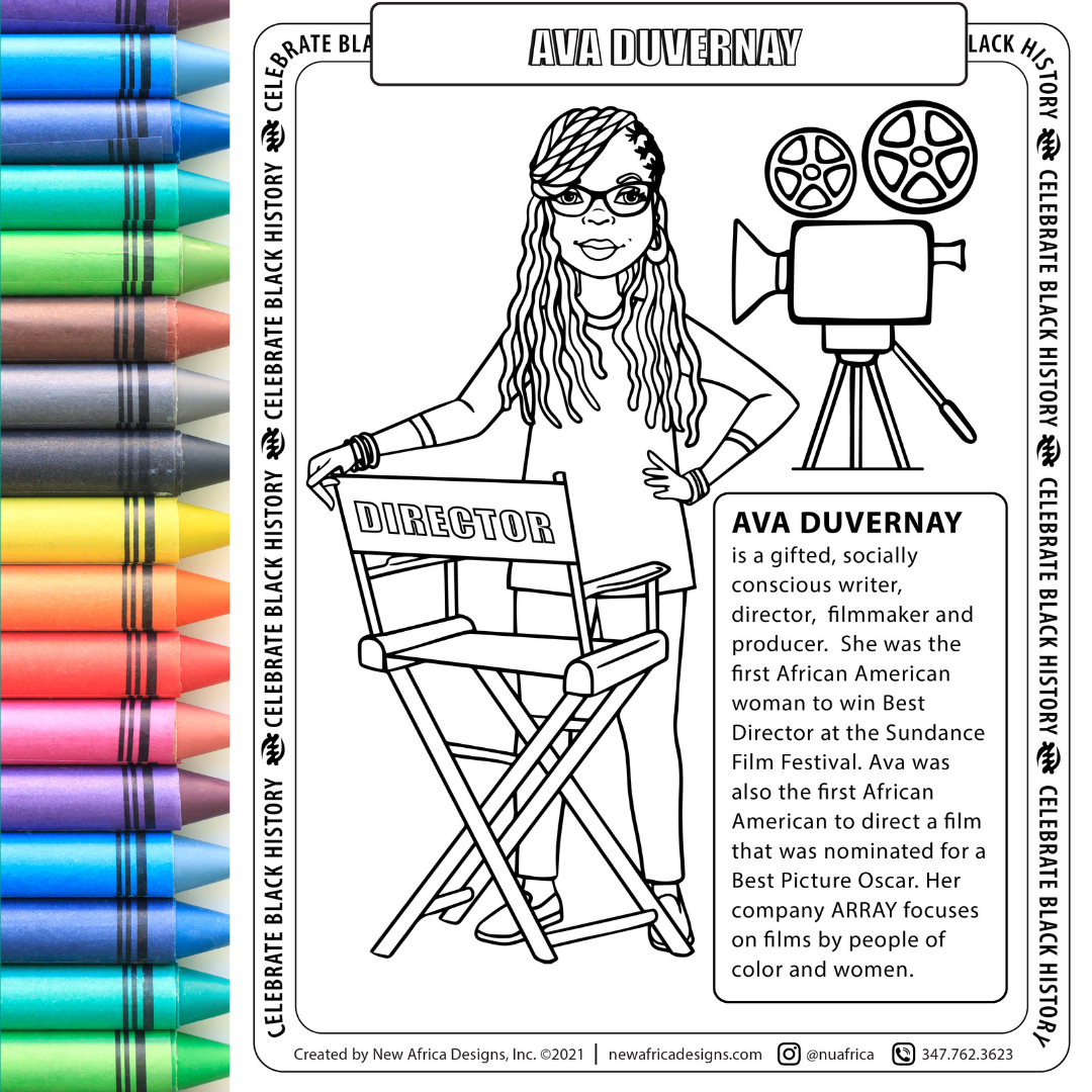 Ava Duvernay Coloring Page Digital Download