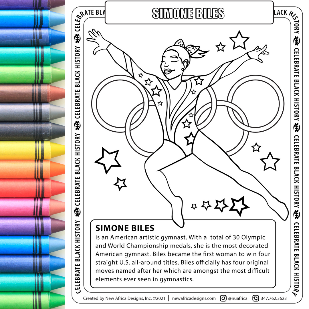 Simone Biles Coloring Page Digital Download