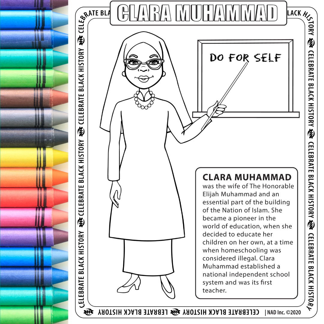 Clara Muhammad Coloring Page Digital Download