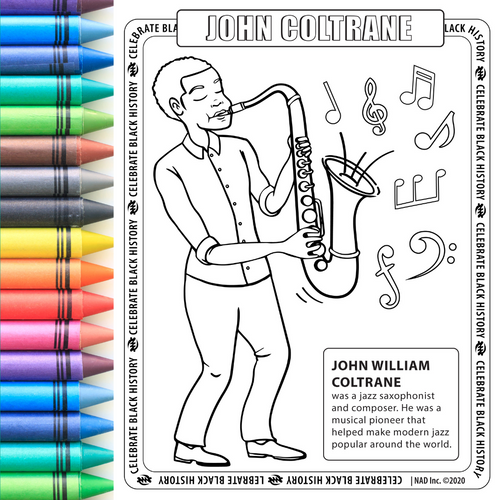 John Coletrane Coloring Page Digital Download