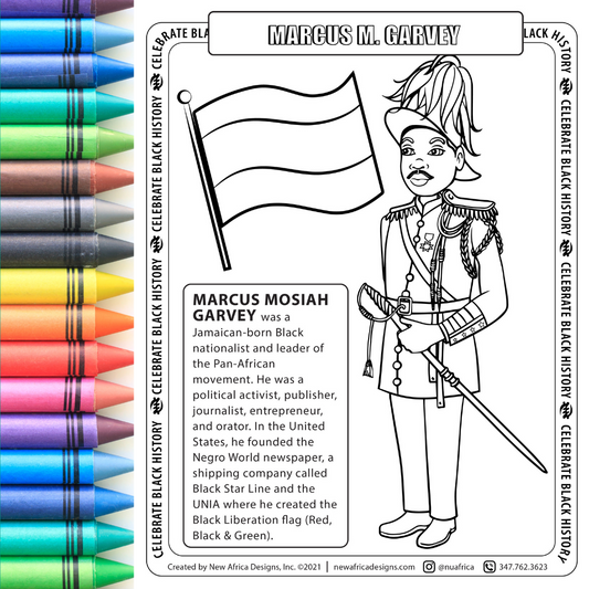 Marcus Garvey Coloring Page Digital Download