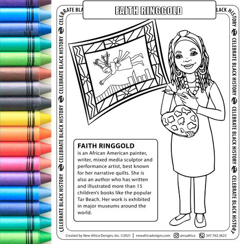 Faith Ringold Coloring Page Digital Download